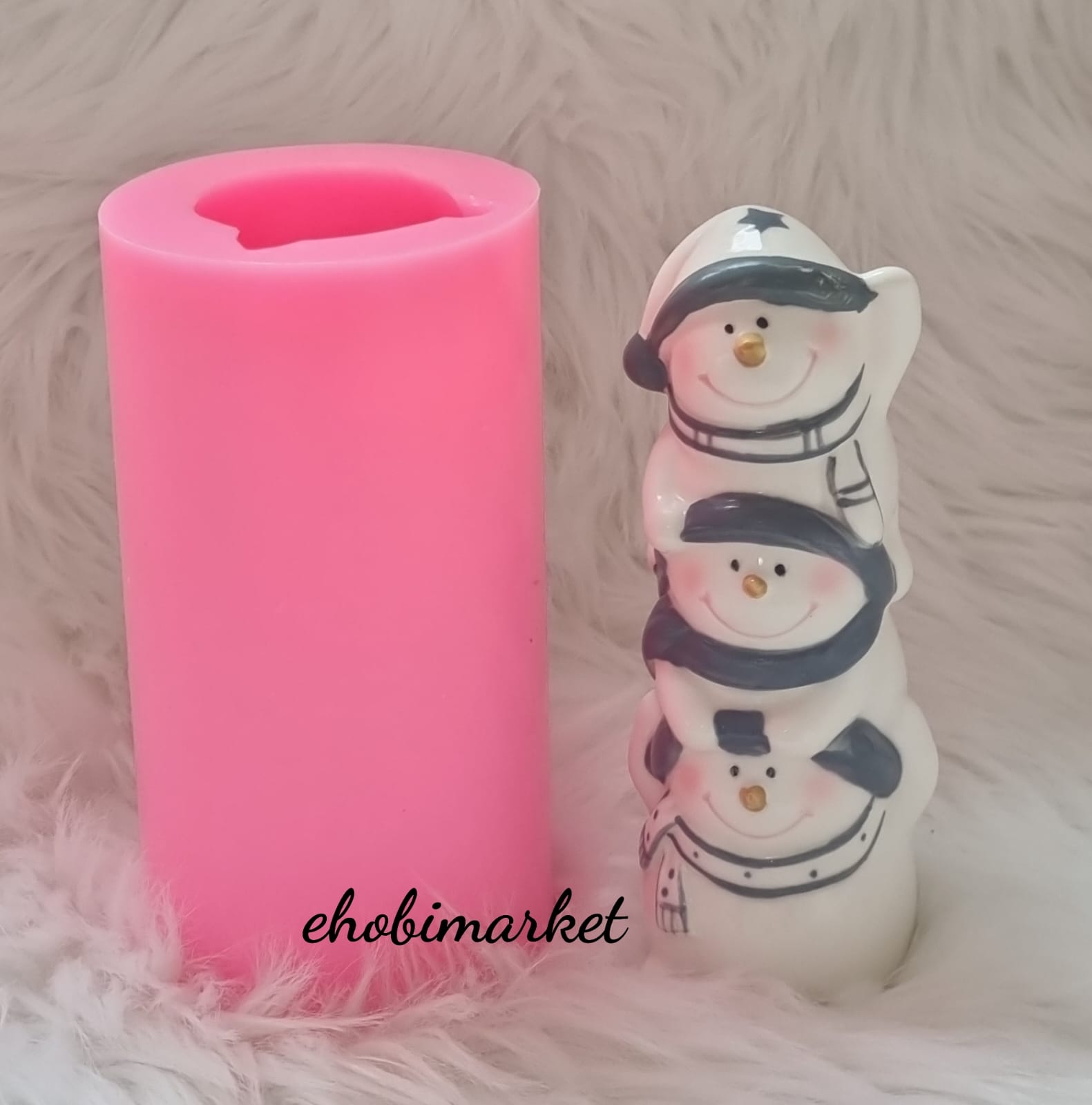 Üçlü kardan adam silikon kalip