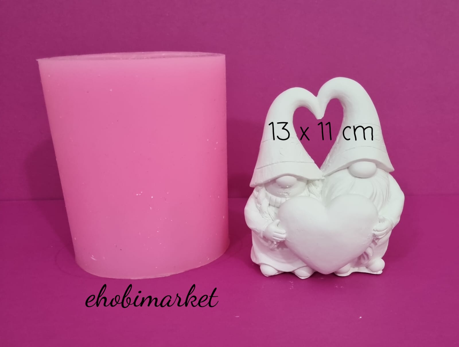 Kalp tutan çift gnome silikon kalıp