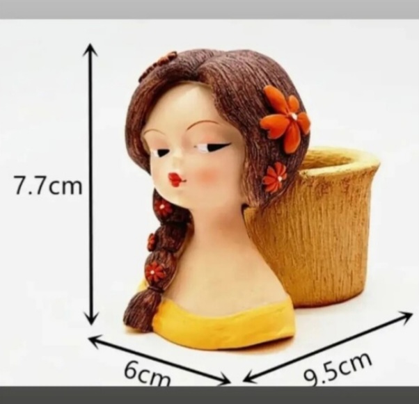 Tokalı saçlı kız saksı silikon kalıp
